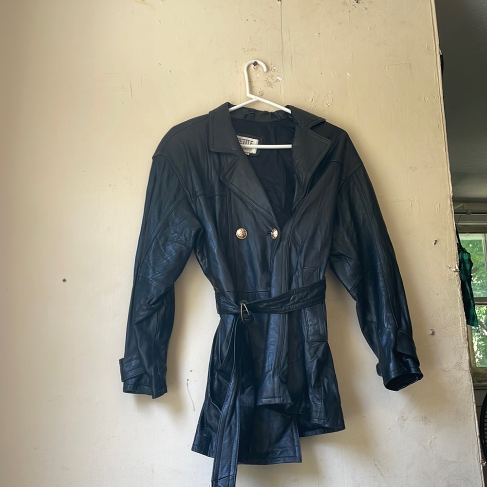 Button down leather jacket